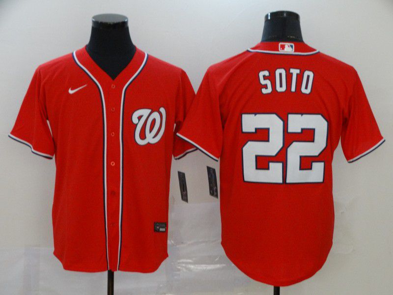 Men Washington Nationals #22 Soto Red Nike Game MLB Jerseys